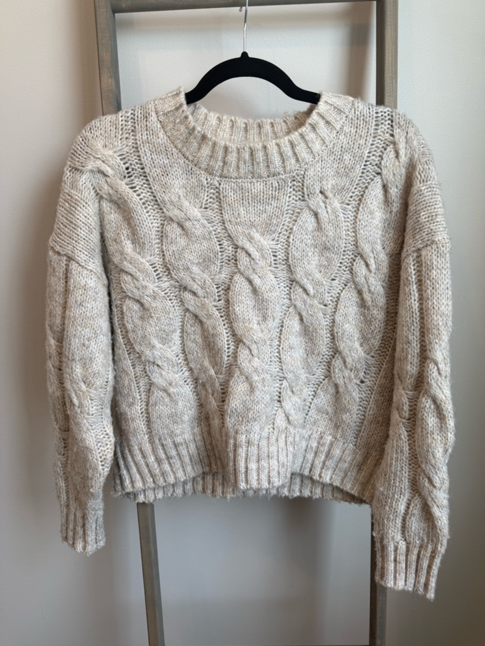 Heartloom Cable Knit Crewneck Sweater - Cream